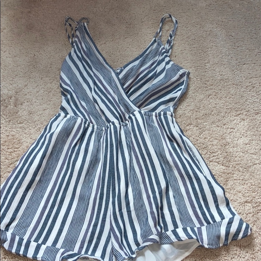 Blue striped American Eagle romper